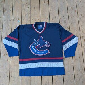 Vintage Starter Vancouver Canucks NHL Hockey Jersey Large L Blue Red White